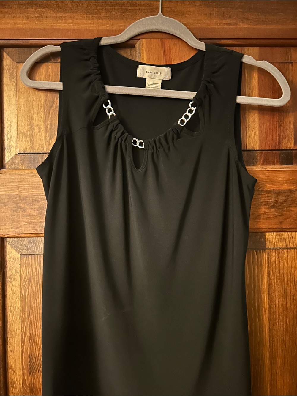 Diane Belle Black Sleeveless Top with Silver Chain Detail